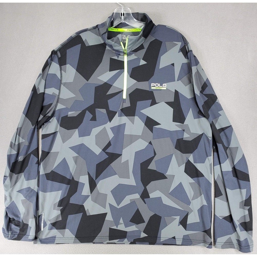 Polo Sport Quarter Zip Mens XL Camo Geometric Performance Pullover Thermo Vent